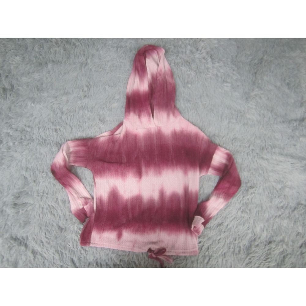 Stella Tweed Top Womens XS Pink Hooded Long Sleeve Pullover Long Sleeve‎ Tie Dye